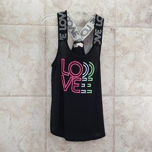 Babydoll Graphic Print Love No Boundaries Racer Back Tank Top Shirt Size S 3/ 5